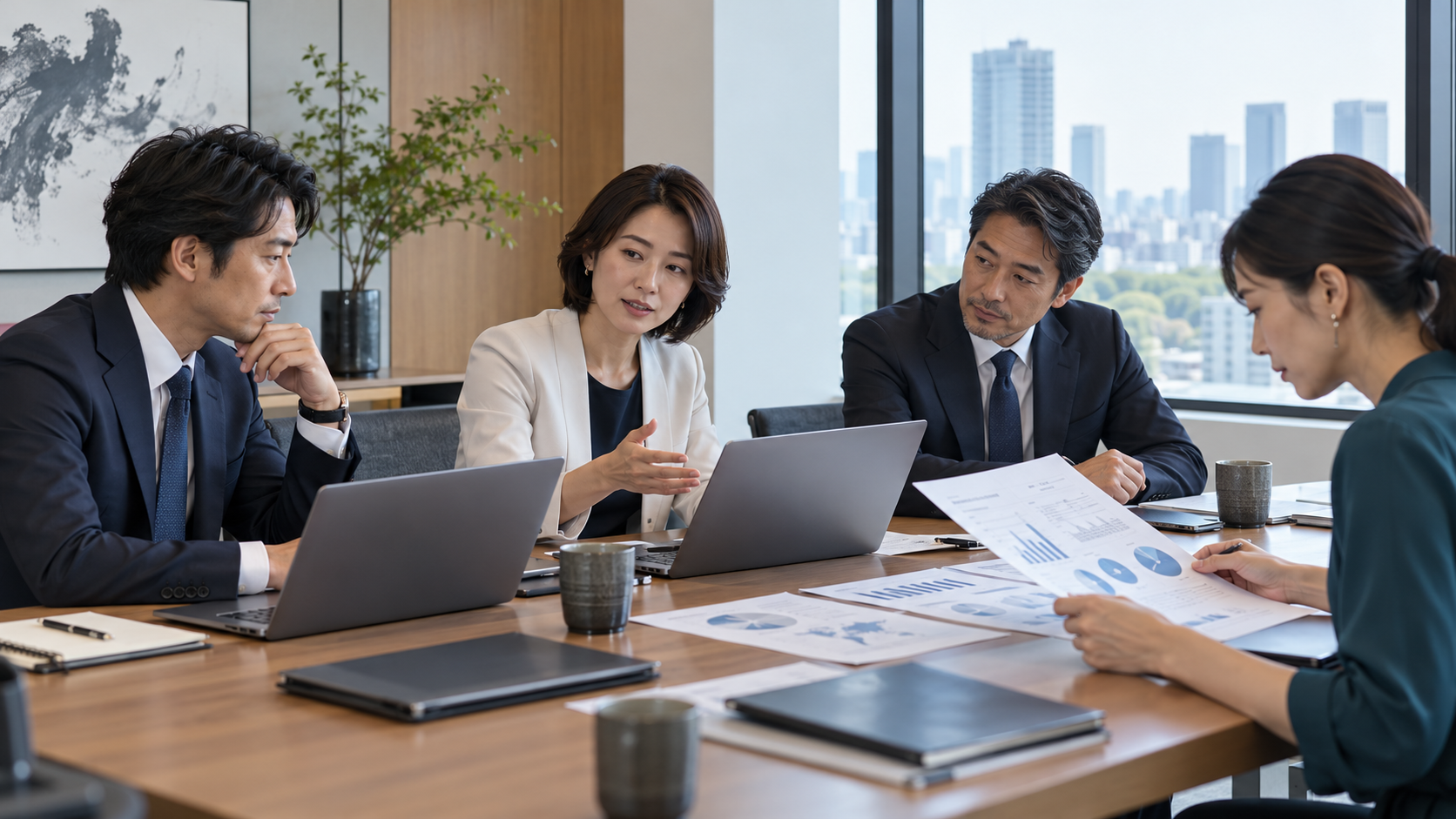 企業主管與人資團隊共同檢視 AI 分析結果與培訓計畫